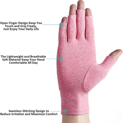 1Pair Copper Arthritis Gloves Half Finger Gloves Fingerless Gloves for Women Compression Gloves for Arthritis,Carpel Tunnel Pain